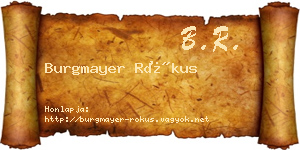 Burgmayer Rókus névjegykártya
